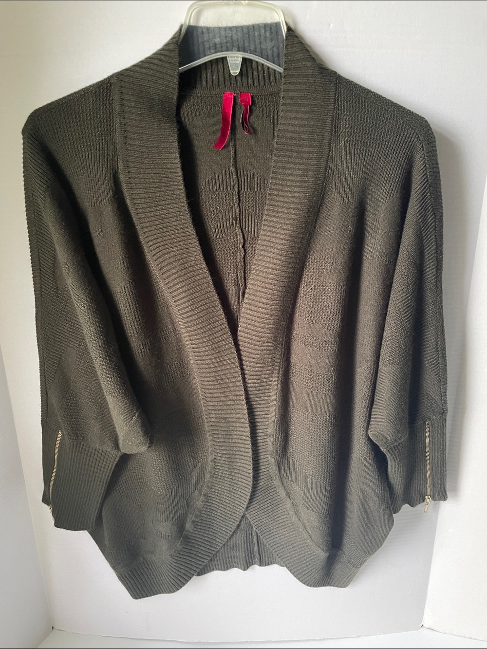 Scarlett Love Women's Large  Green Open-Front Sweater Cardigan